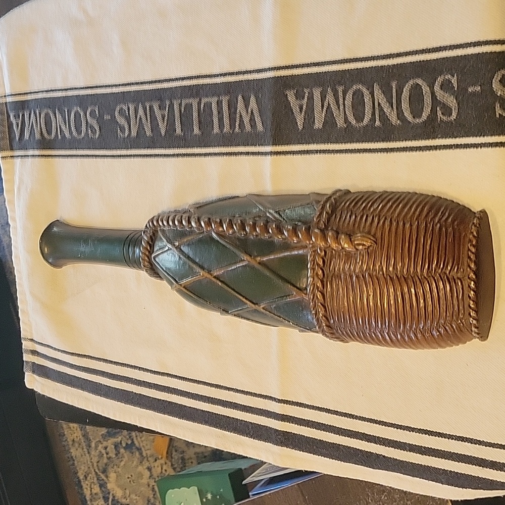 5 For 25.00/Cast Iron Sexton Wine Bottle, EUC, dk.green/ brown